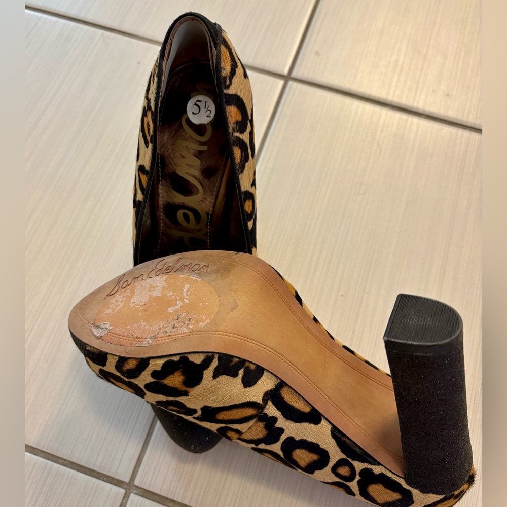 Sam Edelman Leopard Print Heels with Black Accents - Picture 4 of 6